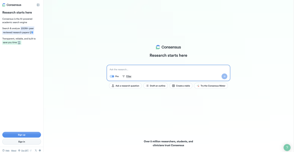 Consensus – AI-Driven Research Search Engine & Academic Assistant